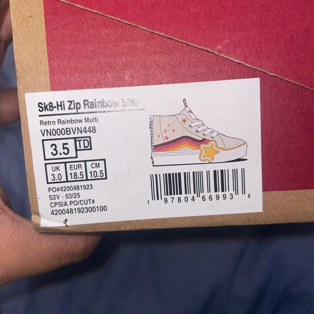 Vans Kids High-Top Sneakers‎ in Cream, Orange, and Red